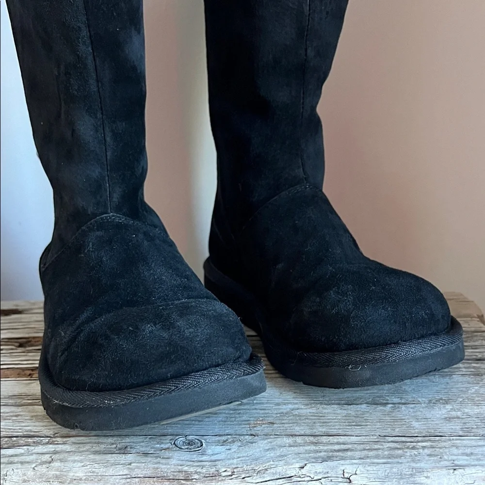 UGG Knightsbridge Leather Tall Boot Back Zip Women US 9 EU 40 Black 5119 - Picture 4 of 15